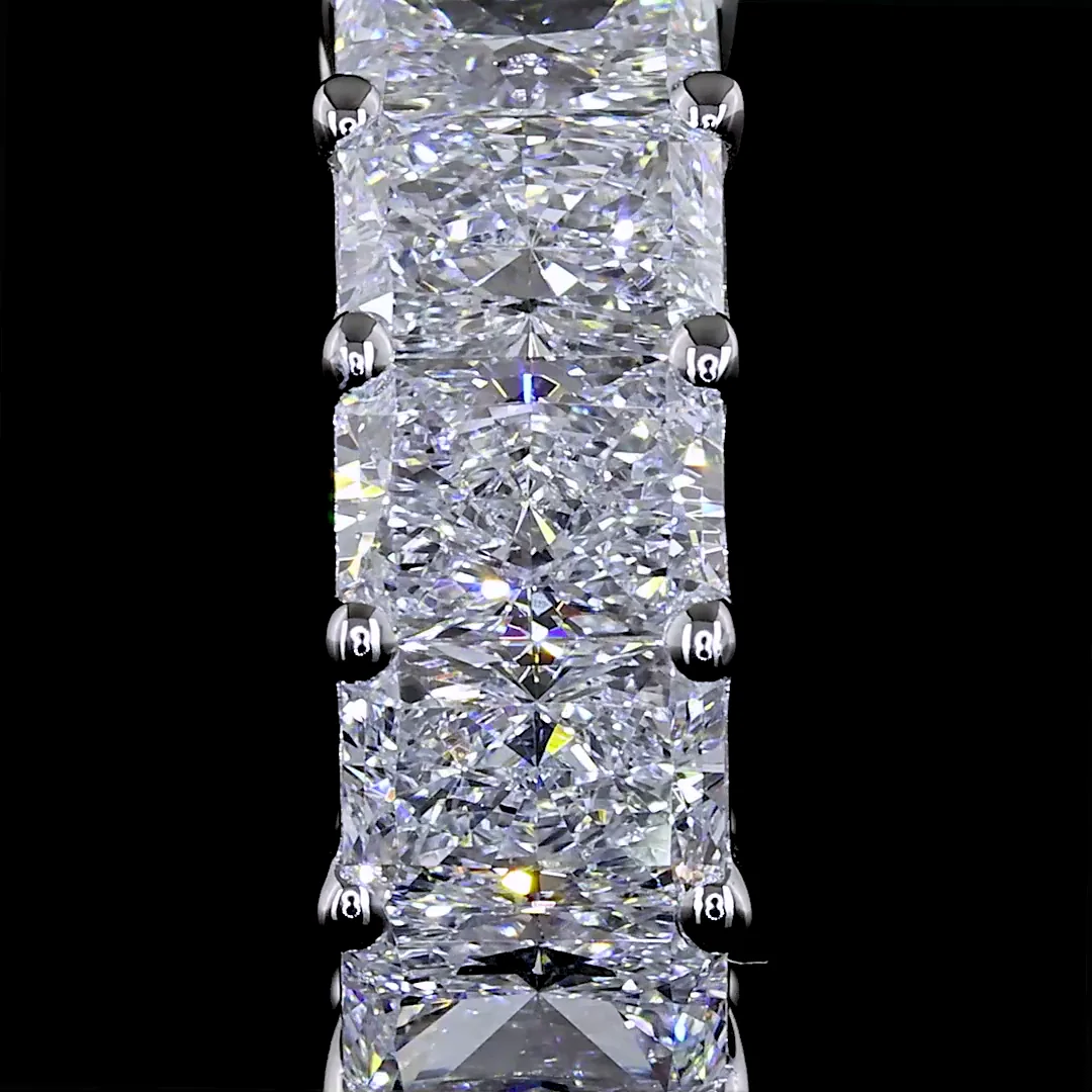 2.99 Cts 14k White Gold Radiant Shape Huggies Earring - Image 3