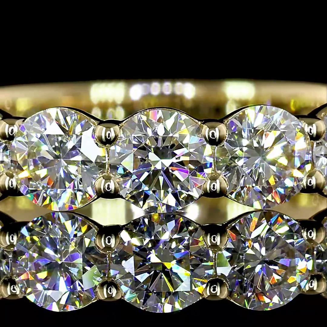 1.83 Cts 18k Yellow Gold Round Shape 3/4 Band Eternity Band - Image 3