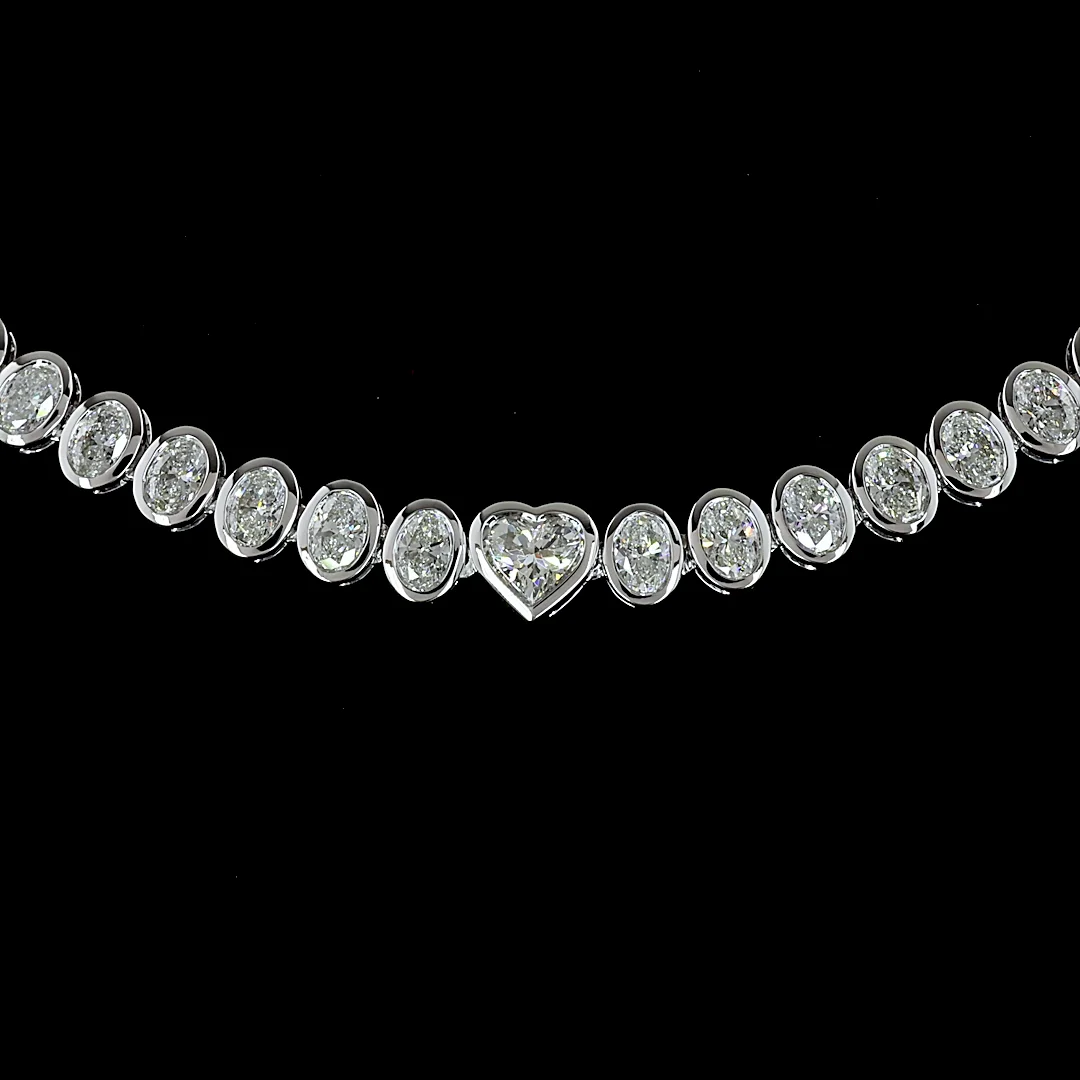 7.95 Cts 14k White Gold Mix Shape Tennis Necklace - Image 3