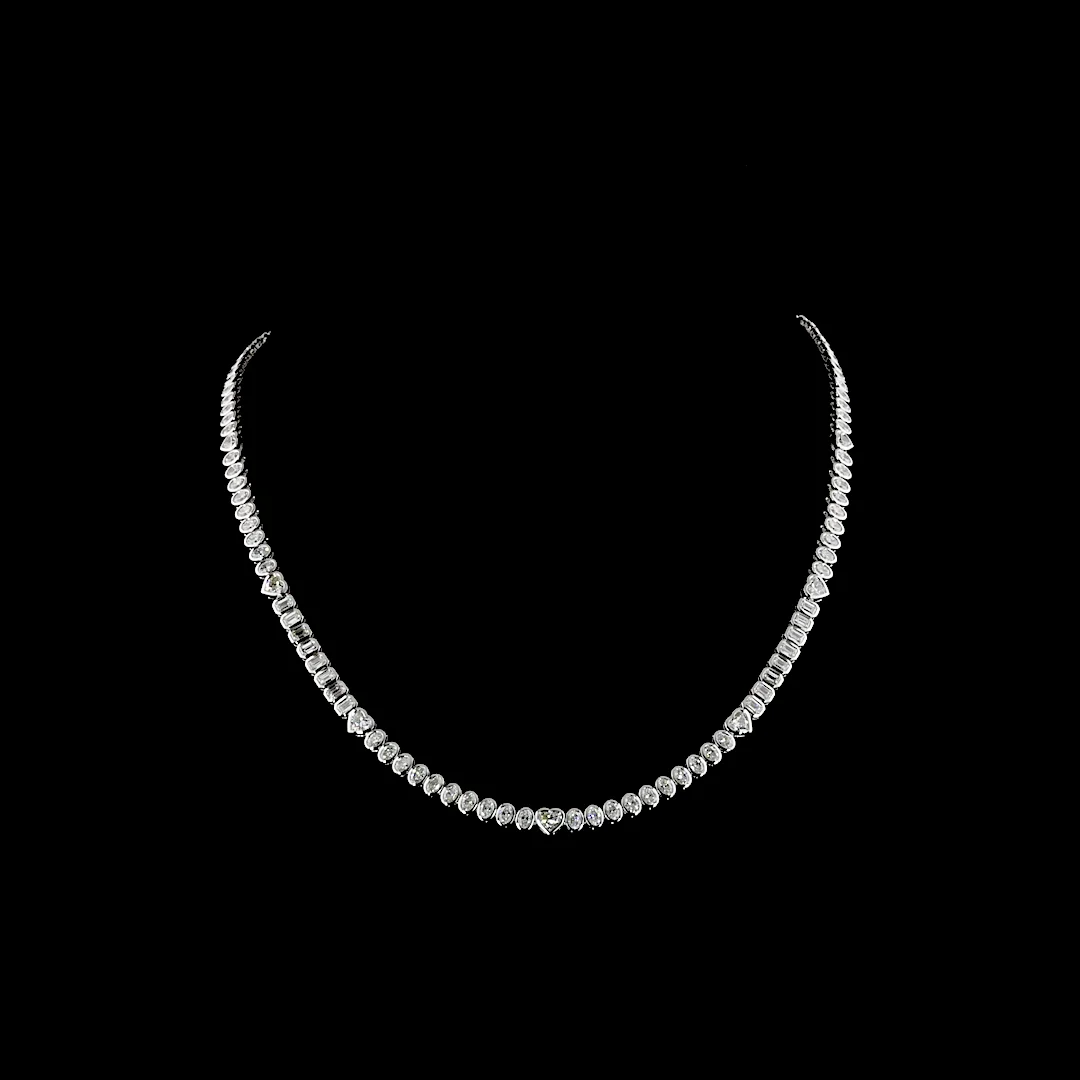 7.95 Cts 14k White Gold Mix Shape Tennis Necklace - Video