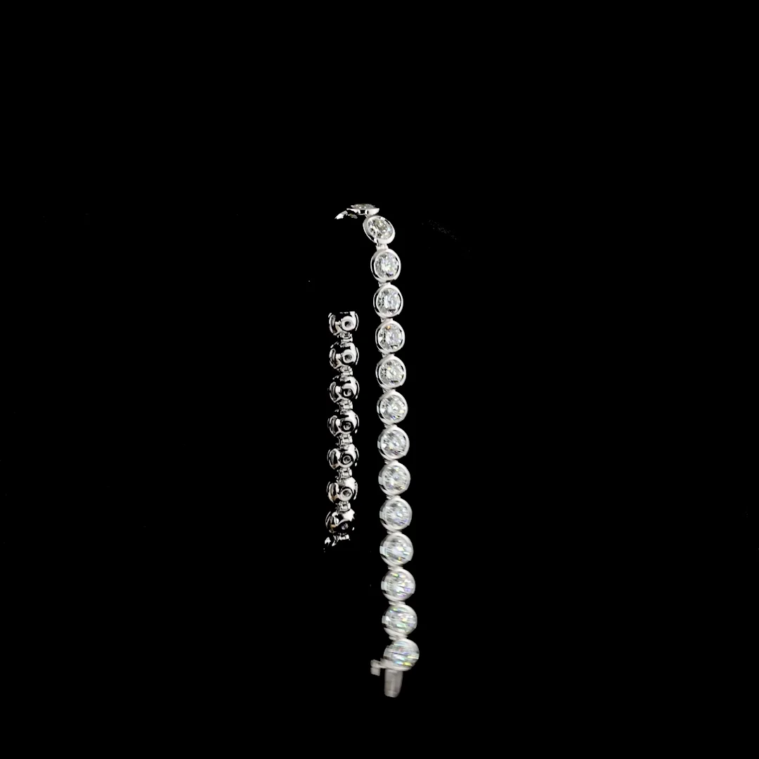 15.49 Cts 14k White Gold Round Shape Tennis Bracelet - Image 3