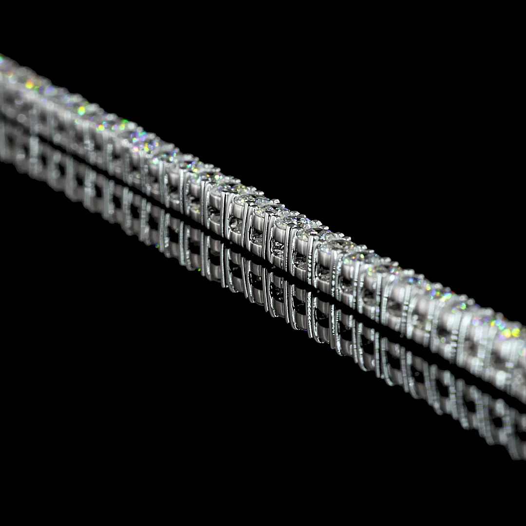 5.45 Cts 14k White Gold Round Shape Tennis Necklace - Image 4