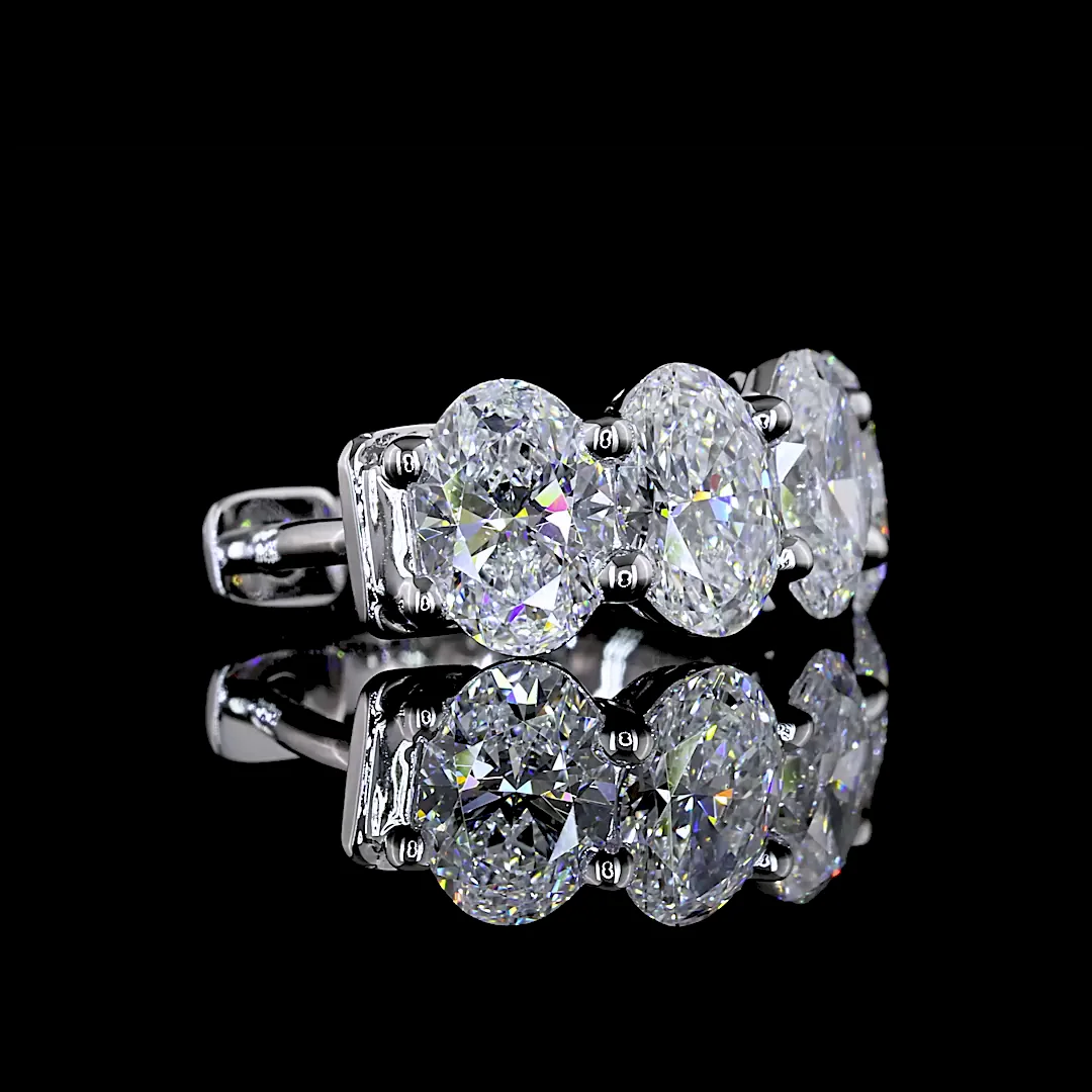 3.01 Cts 14k White Gold Oval Shape Huggies Earring - Image 4