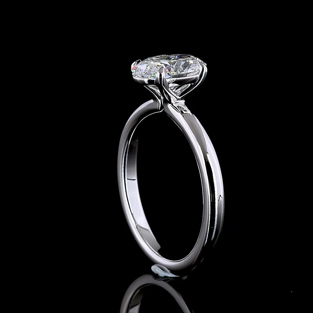 1.51 Cts 14k White Gold Oval Shape Solitaire Ring - Image 2