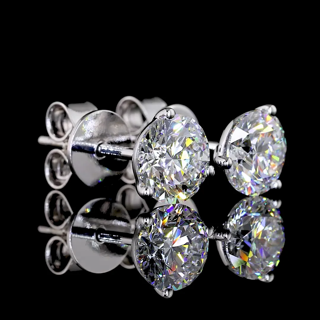 1.48 Cts 14k White Gold Round Shape Martini Earring - Image 2