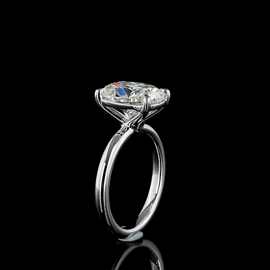 4.23 Cts 14k White Gold Cushion Brilliant Shape Solitaire Ring - Image 4