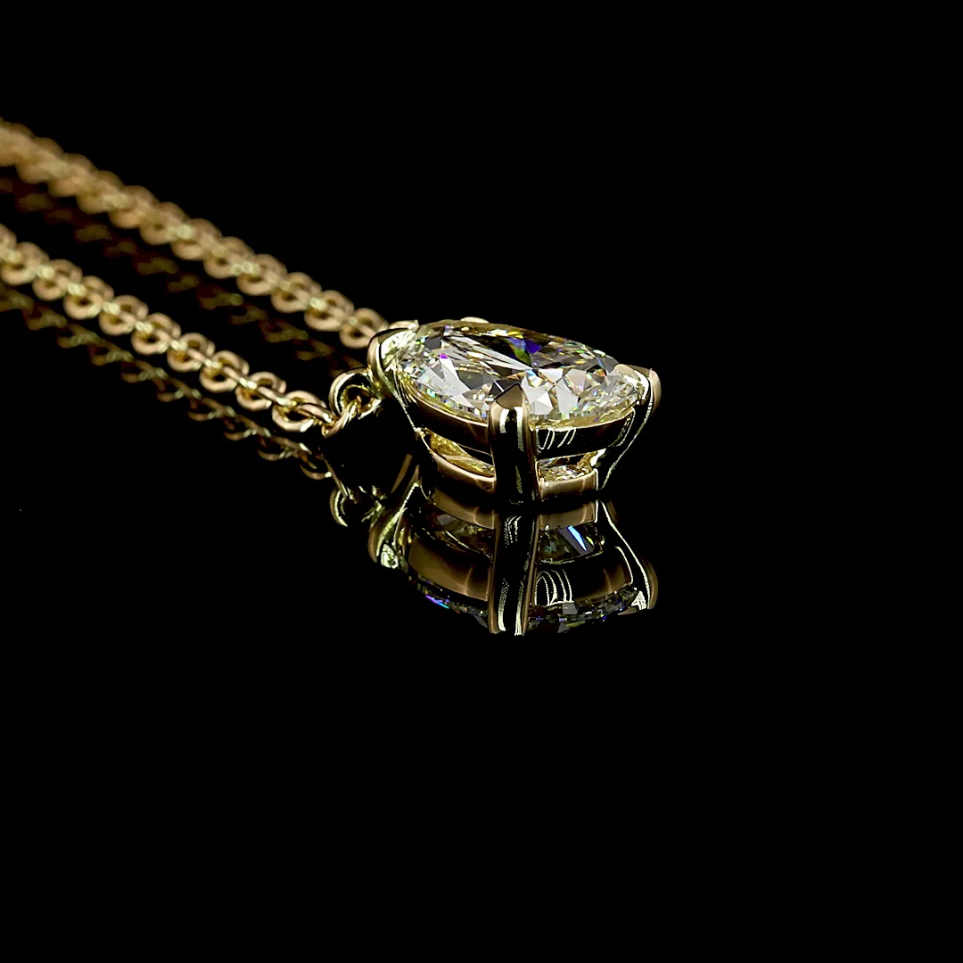 1.56 Cts 14k Yellow Gold Pear Shape Solitaire Pendant - Image 2
