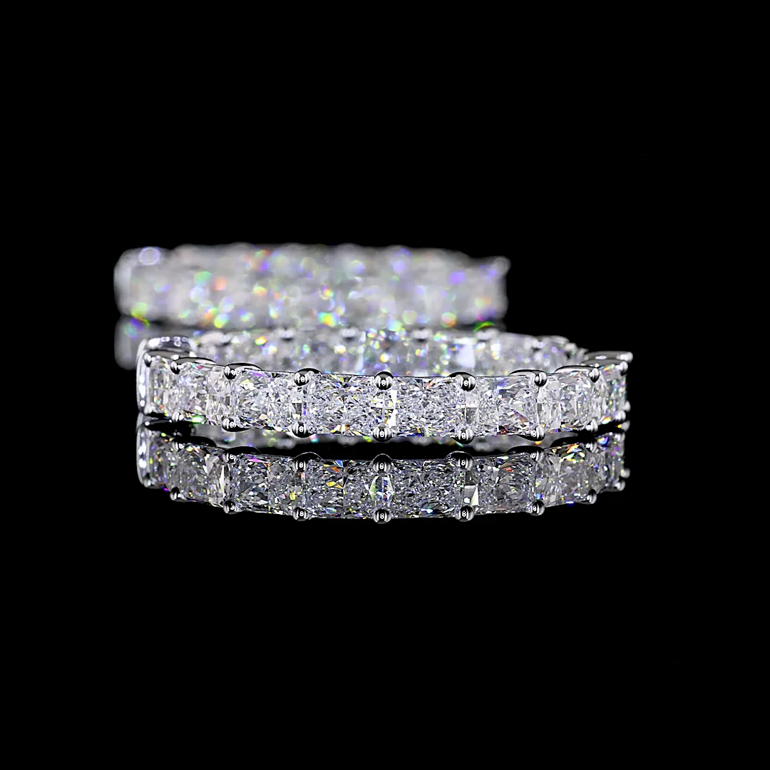 8.92 Cts 14k White Gold Radiant Shape Hoops Earring - Image 2