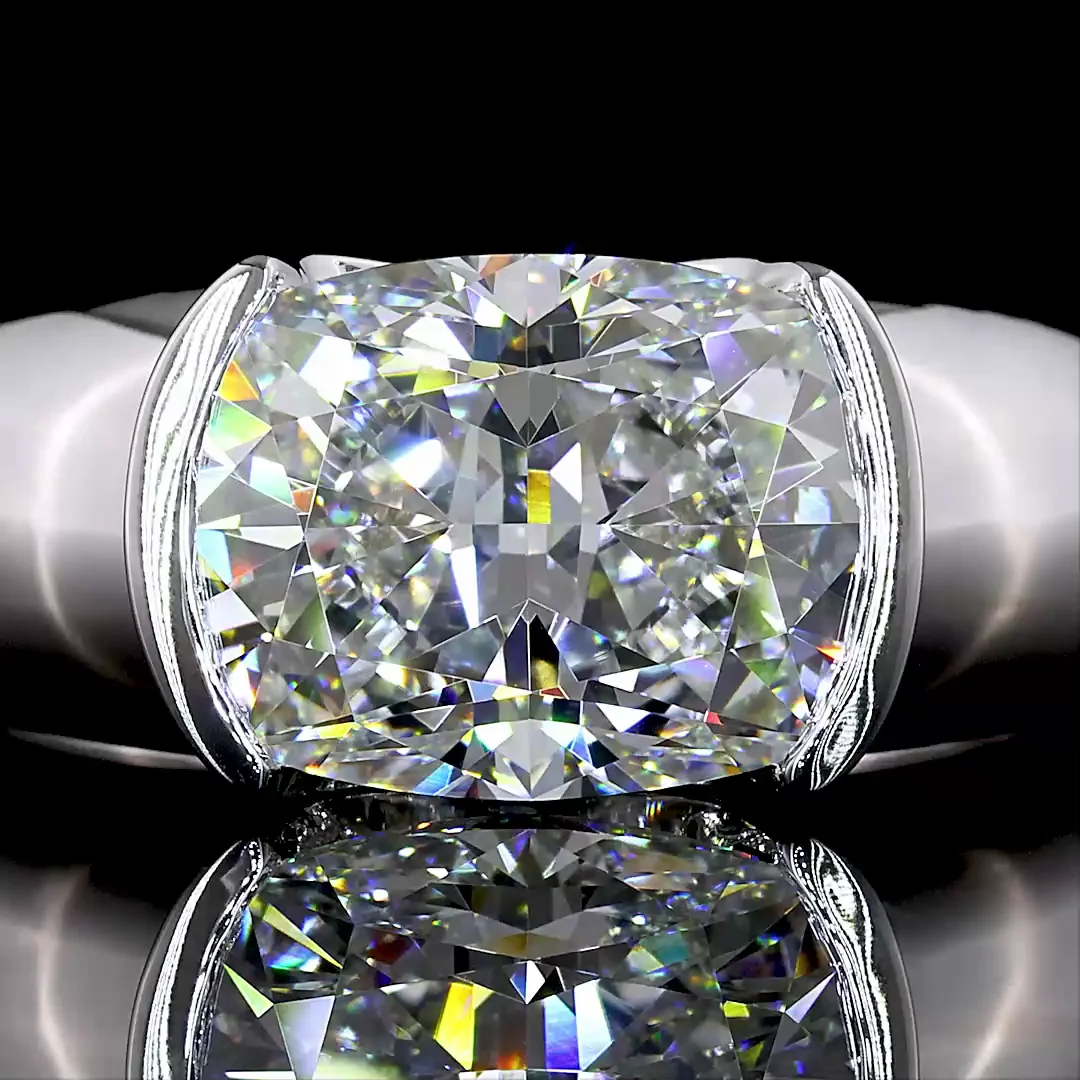 3.29 Cts 14k White Gold Cushion Brilliant Shape Solitaire Ring - Image 3