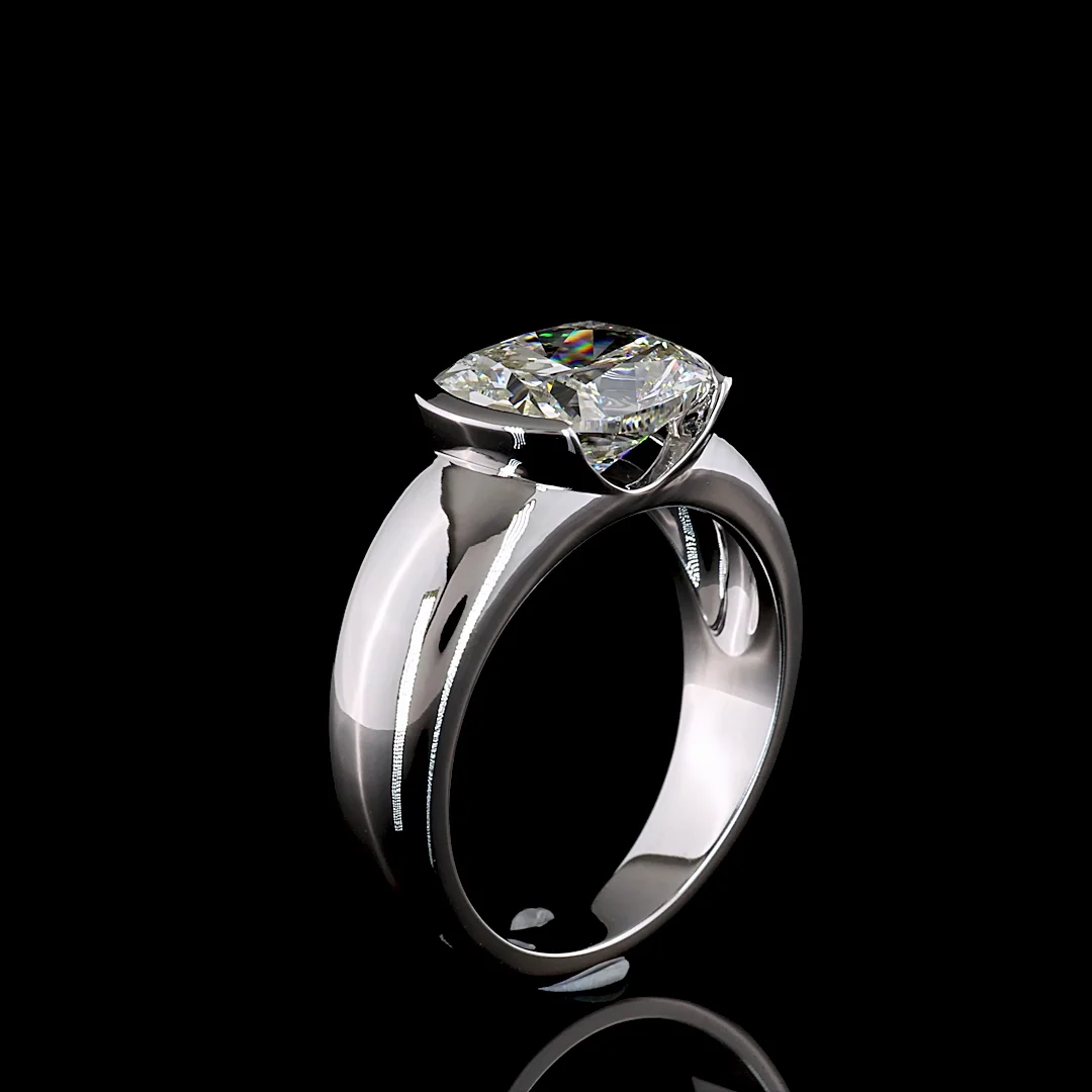 3.29 Cts 14k White Gold Cushion Brilliant Shape Solitaire Ring - Image 4