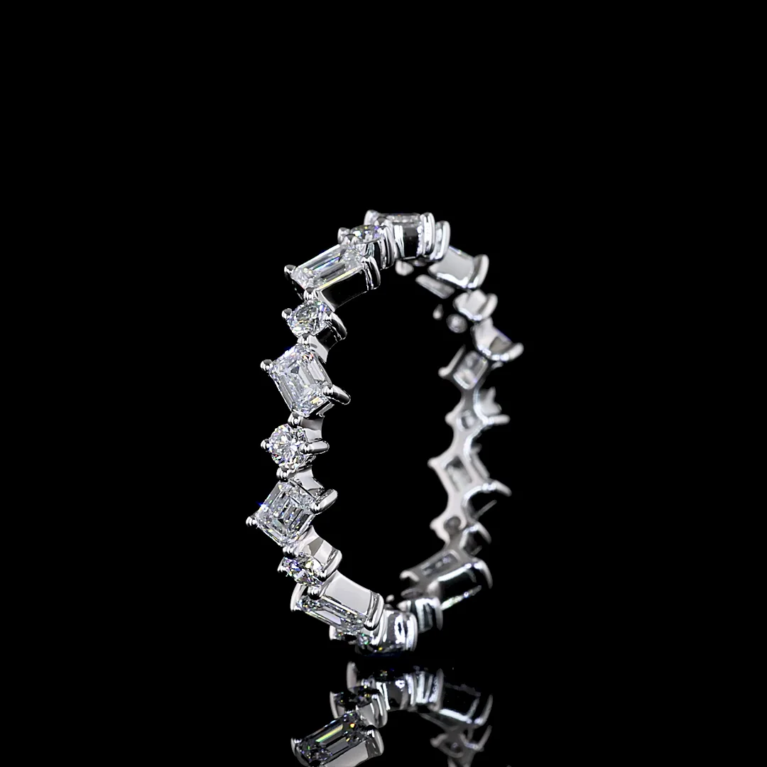 1.06 Cts 14k White Gold Mix Shape Eternity Band Eternity Band - Image 4