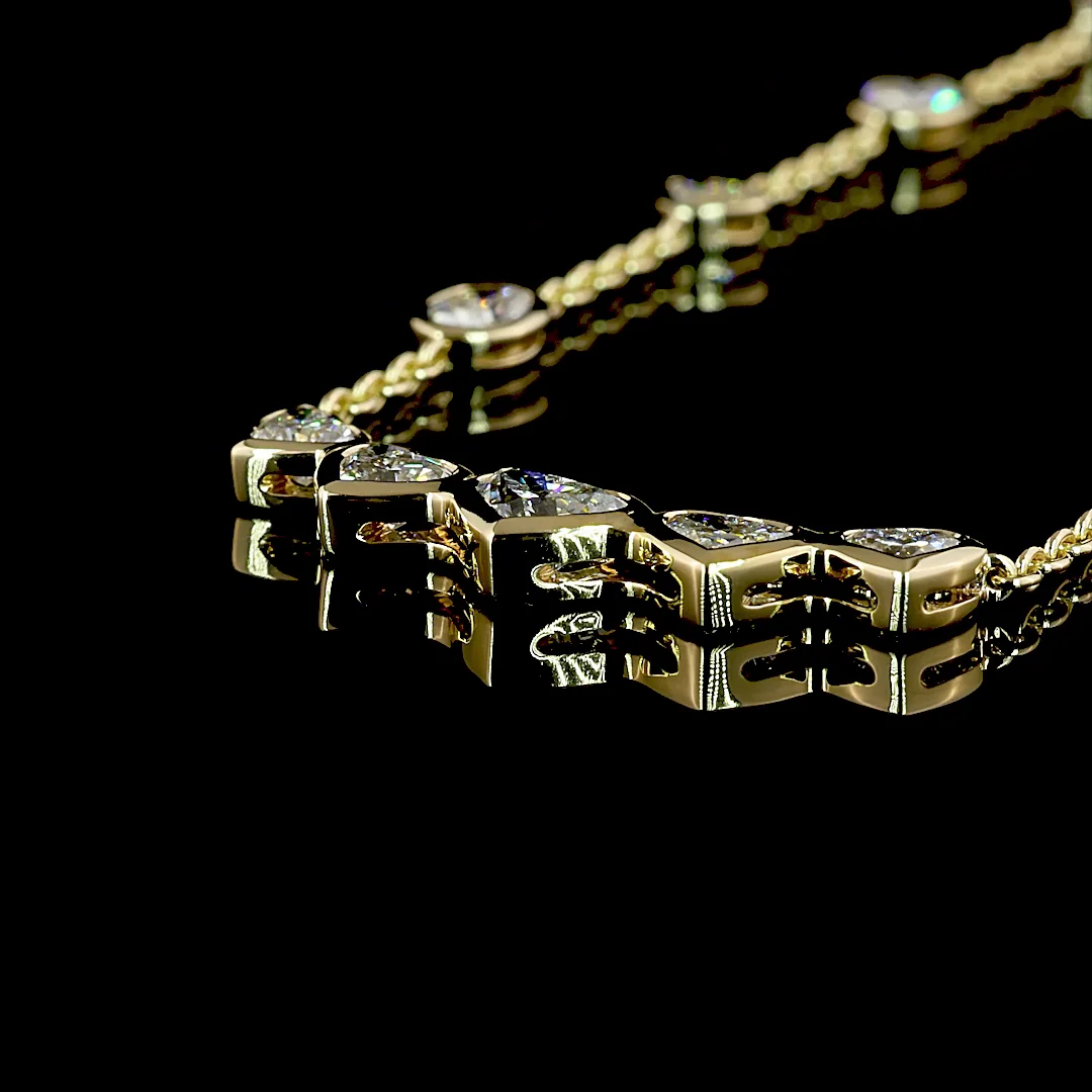 4.61 Cts 14k Yellow Gold Mix Shape Station Necklace - Image 4