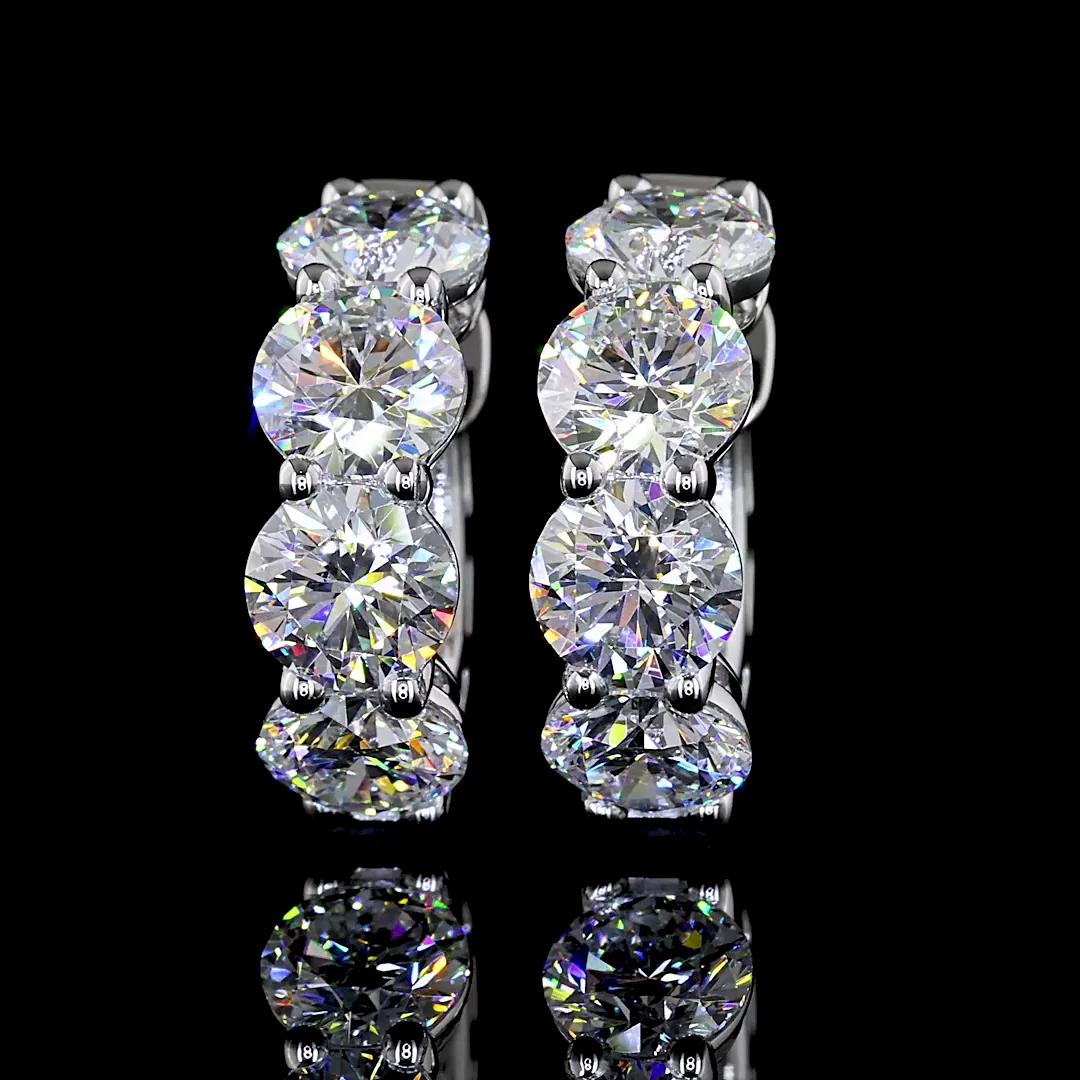 4.93 Cts 14k White Gold Round Shape Huggies Earring - Video