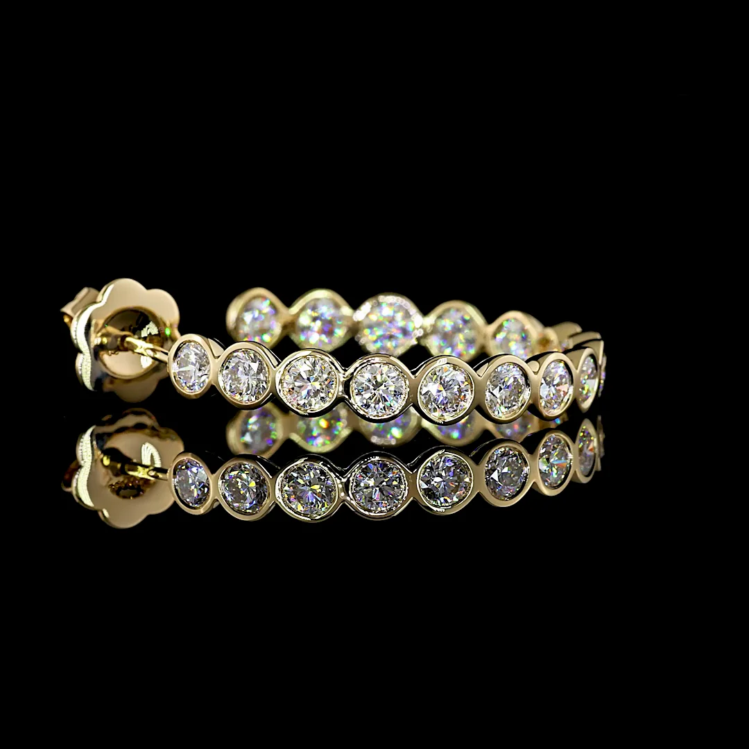 3.28 Cts 14k Yellow Gold Round Shape C Hoops Earring - Image 4