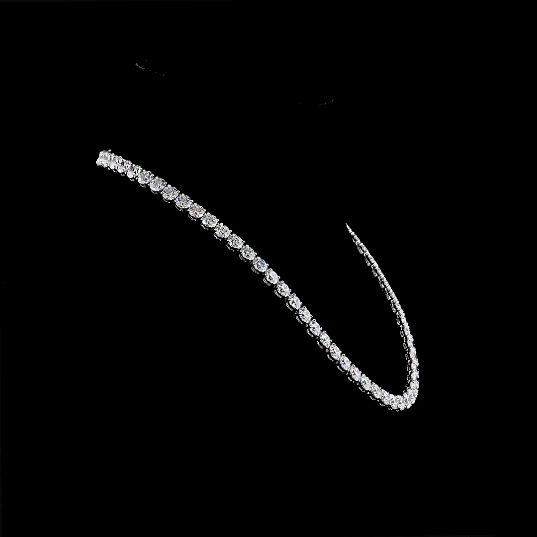 52.62 Cts 14k White Gold Round Shape Tennis Necklace - Image 3