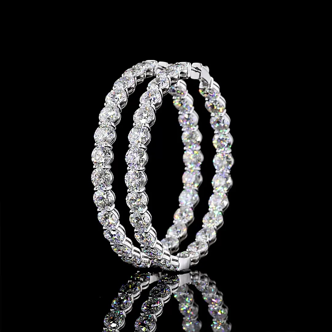 24.94 Cts 14k White Gold Round Shape Hoops Earring - Image 2