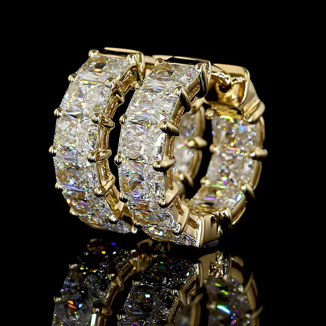 3.19 Cts 14k Yellow Gold Radiant Shape Huggies Earring - Image 2