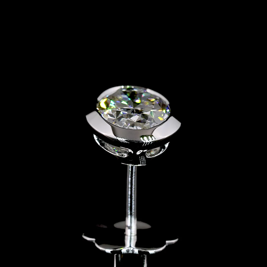 2.05 Cts 14k White Gold Oval Shape Studs Earring - Image 4