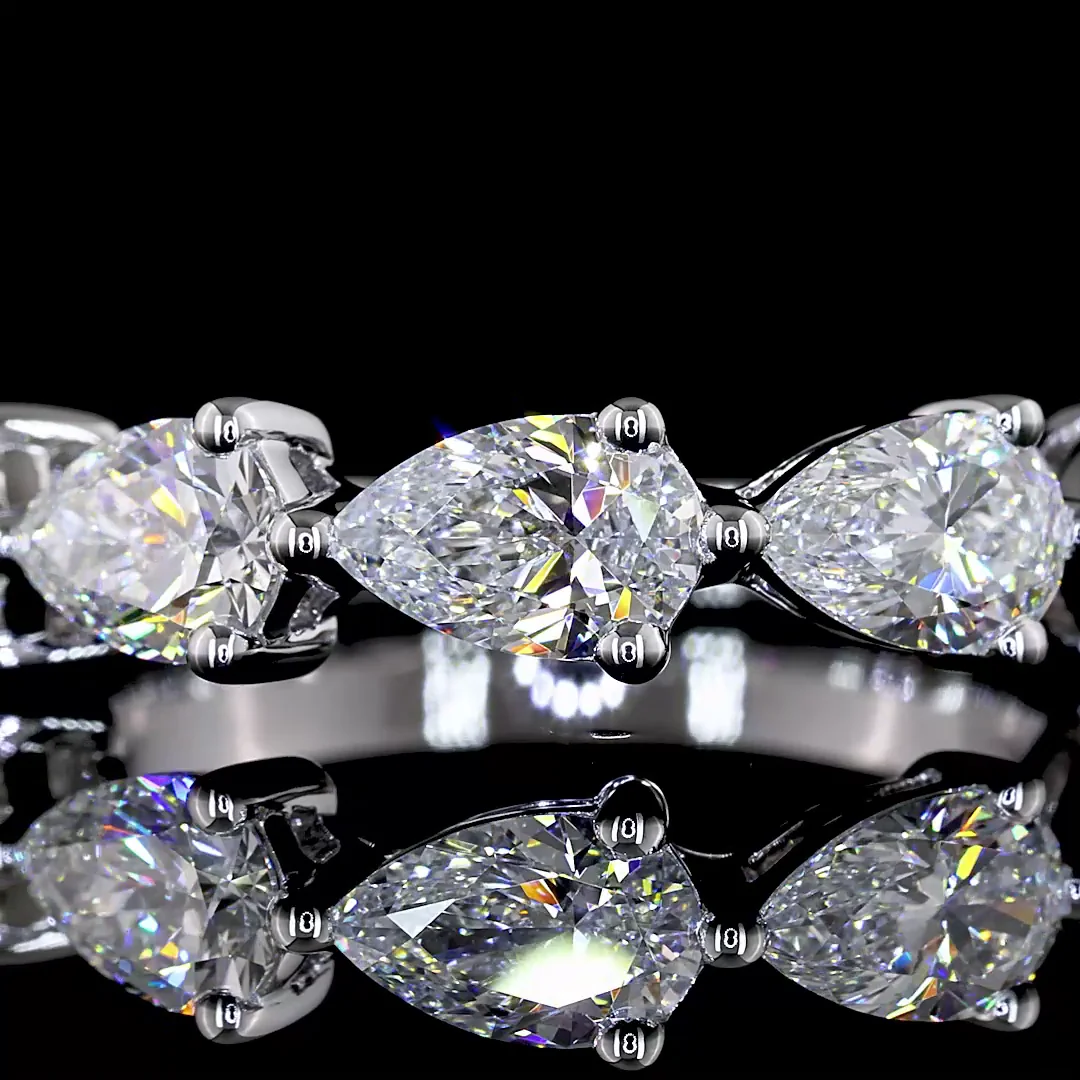 1.99 Cts 14k White Gold Pear Shape 5 Stones Eternity Band - Image 3