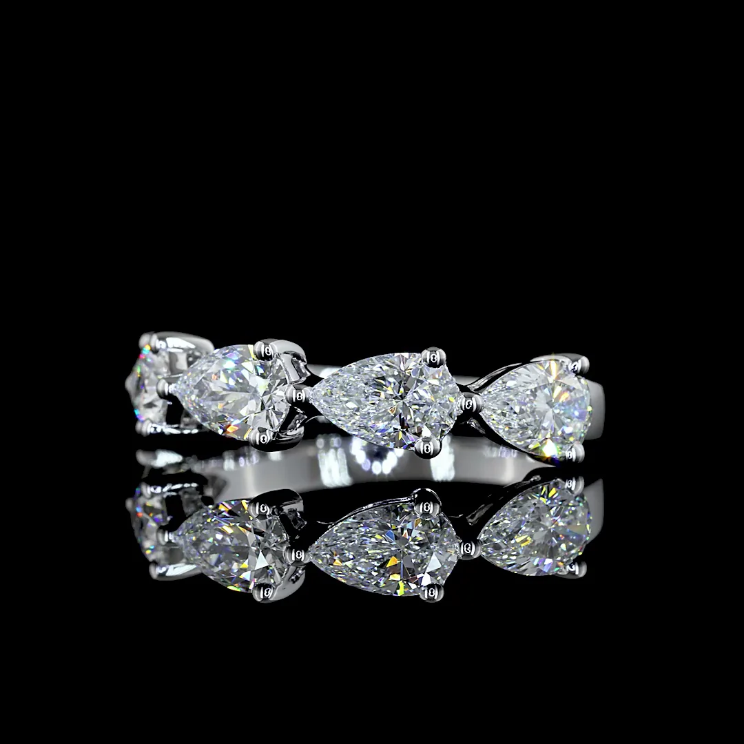 1.99 Cts 14k White Gold Pear Shape 5 Stones Eternity Band - Video