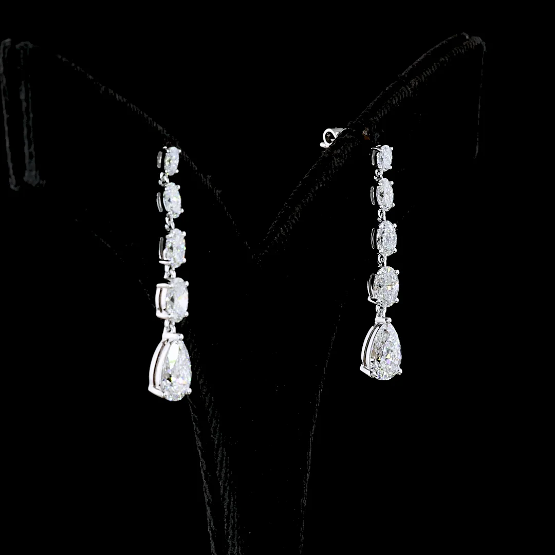 3.52 Cts 14k White Gold Mix Shape Hanging Earring - Image 2