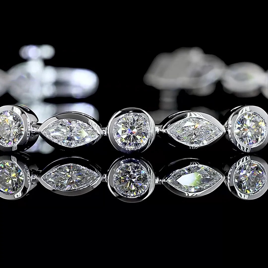 3.93 Cts 14k White Gold Mix Shape Tennis Bracelet - Image 2