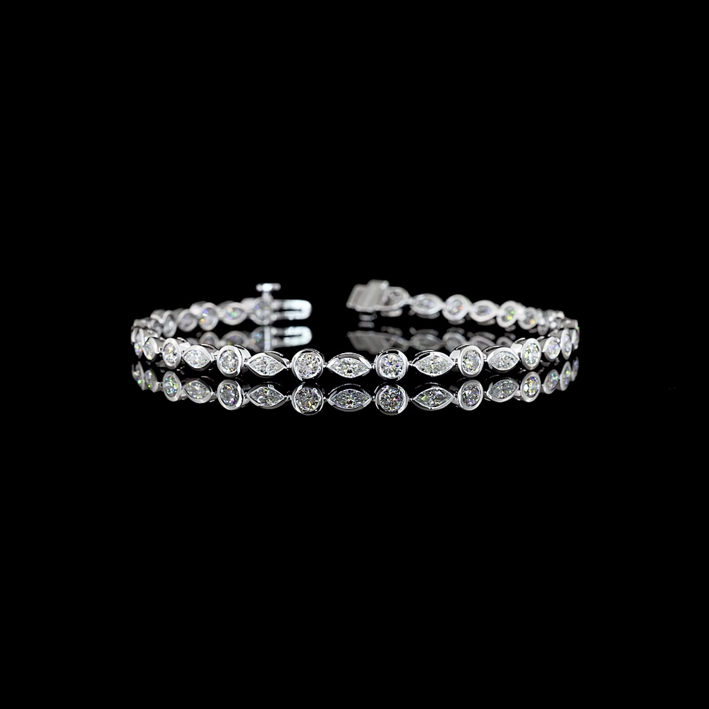 3.93 Cts 14k White Gold Mix Shape Tennis Bracelet - Video