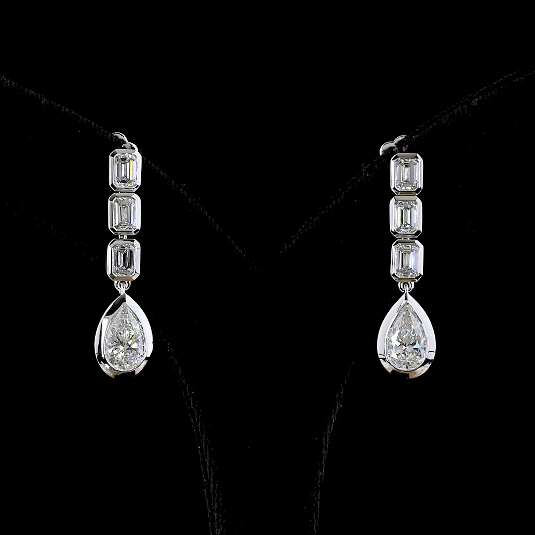 5.08 Cts 14k White Gold Mix Shape Hanging Earring - Video