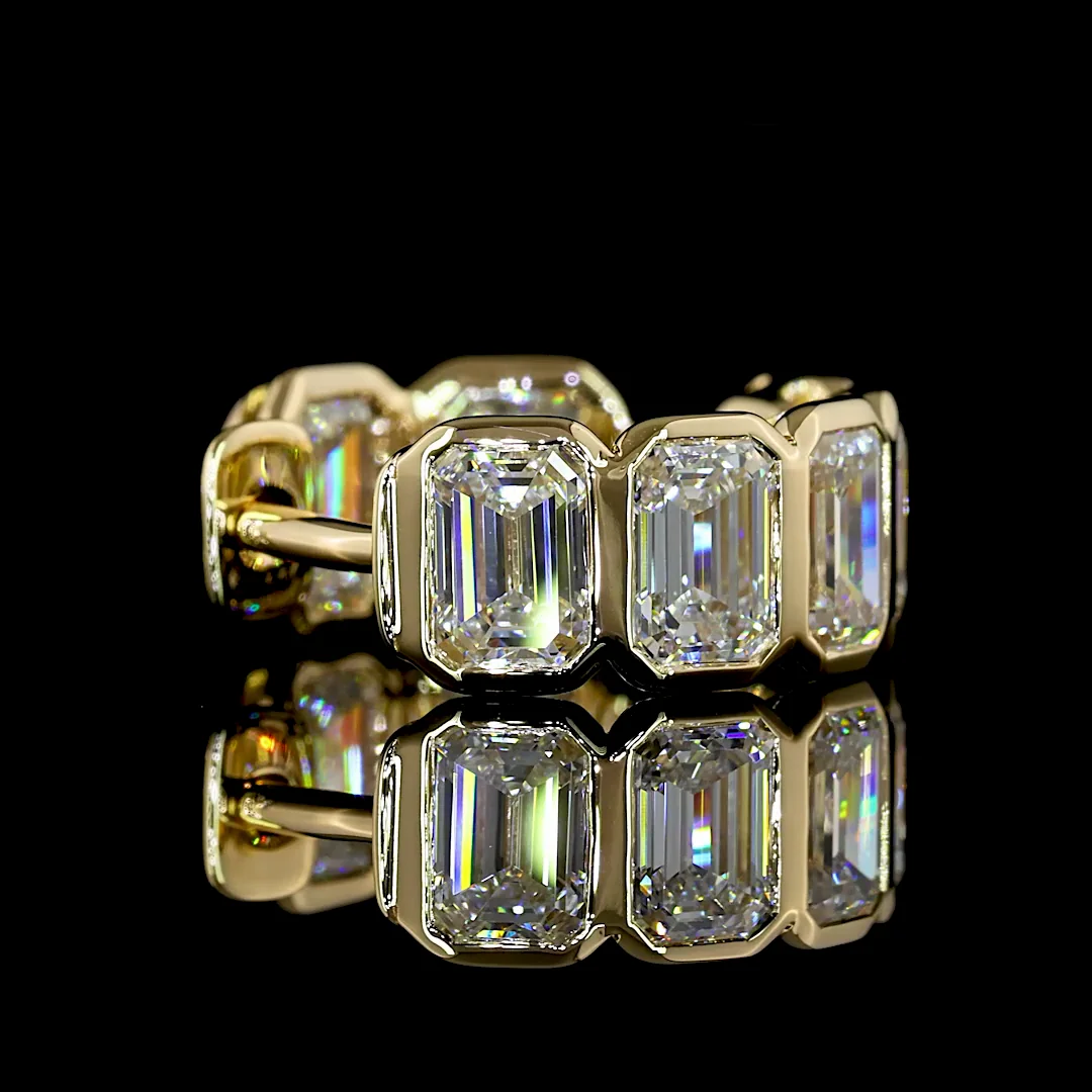 4.18 Cts 14k Yellow Gold Emerald Shape Huggies Earring - Image 4