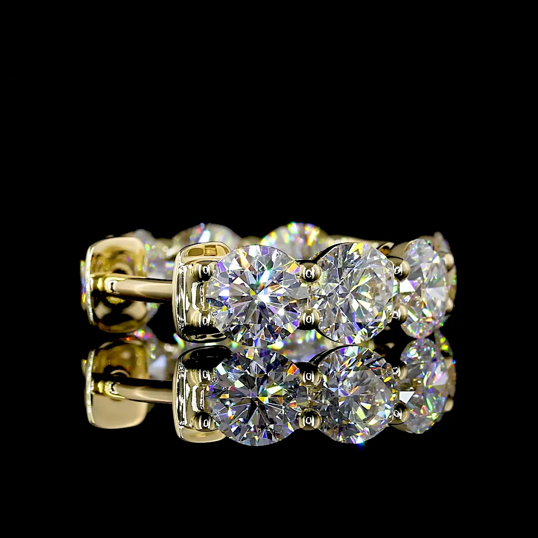 3.87 Cts 14k Yellow Gold Round Shape Huggies Earring - Image 4