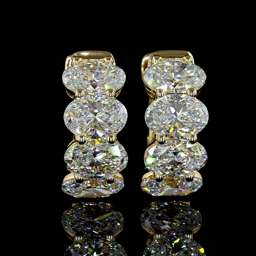 3.62 Cts 14k Yellow Gold Oval Shape Huggies Earring - Video
