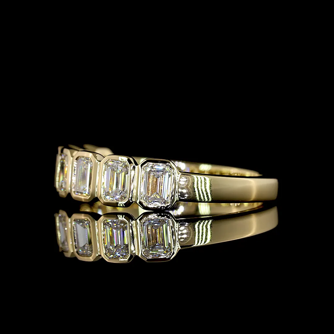 1.09 Cts 14k Yellow Gold Emerald Shape 7 Stones Eternity Band - Image 2