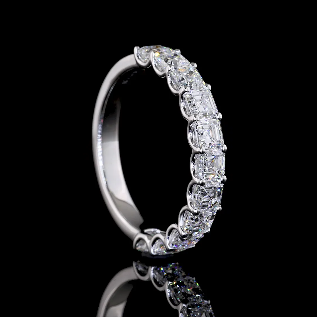 2.1 Cts 14k White Gold Asscher Shape Half Eternity Eternity Band - Image 2