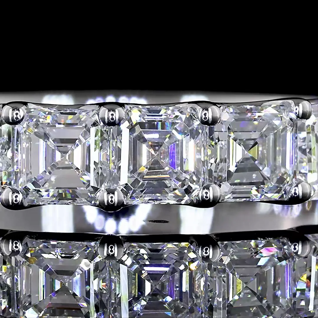 2.1 Cts 14k White Gold Asscher Shape Half Eternity Eternity Band - Image 3
