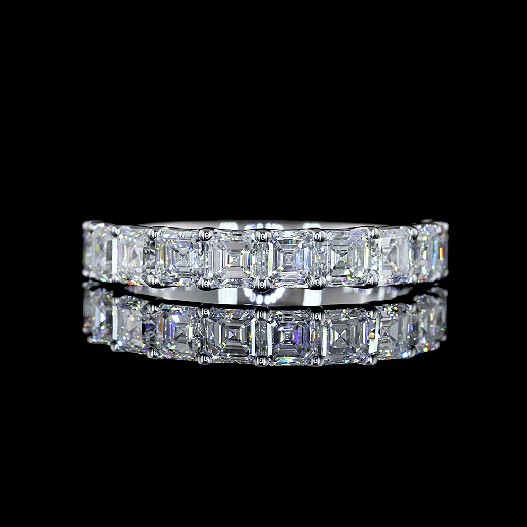 2.1 Cts 14k White Gold Asscher Shape Half Eternity Eternity Band - Video
