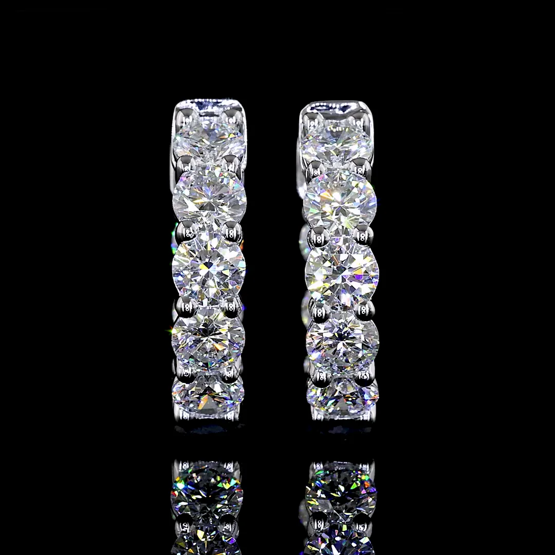 2.04 Cts 14k White Gold Round Shape Huggies Earring - Video