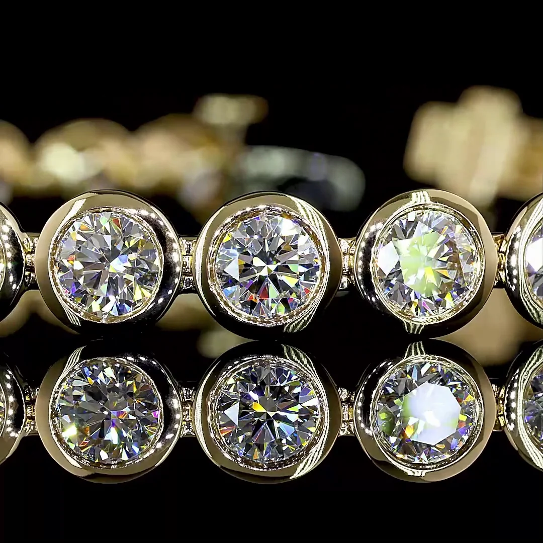 9.82 Cts 14k Yellow Gold Round Shape Tennis Bracelet - Image 2