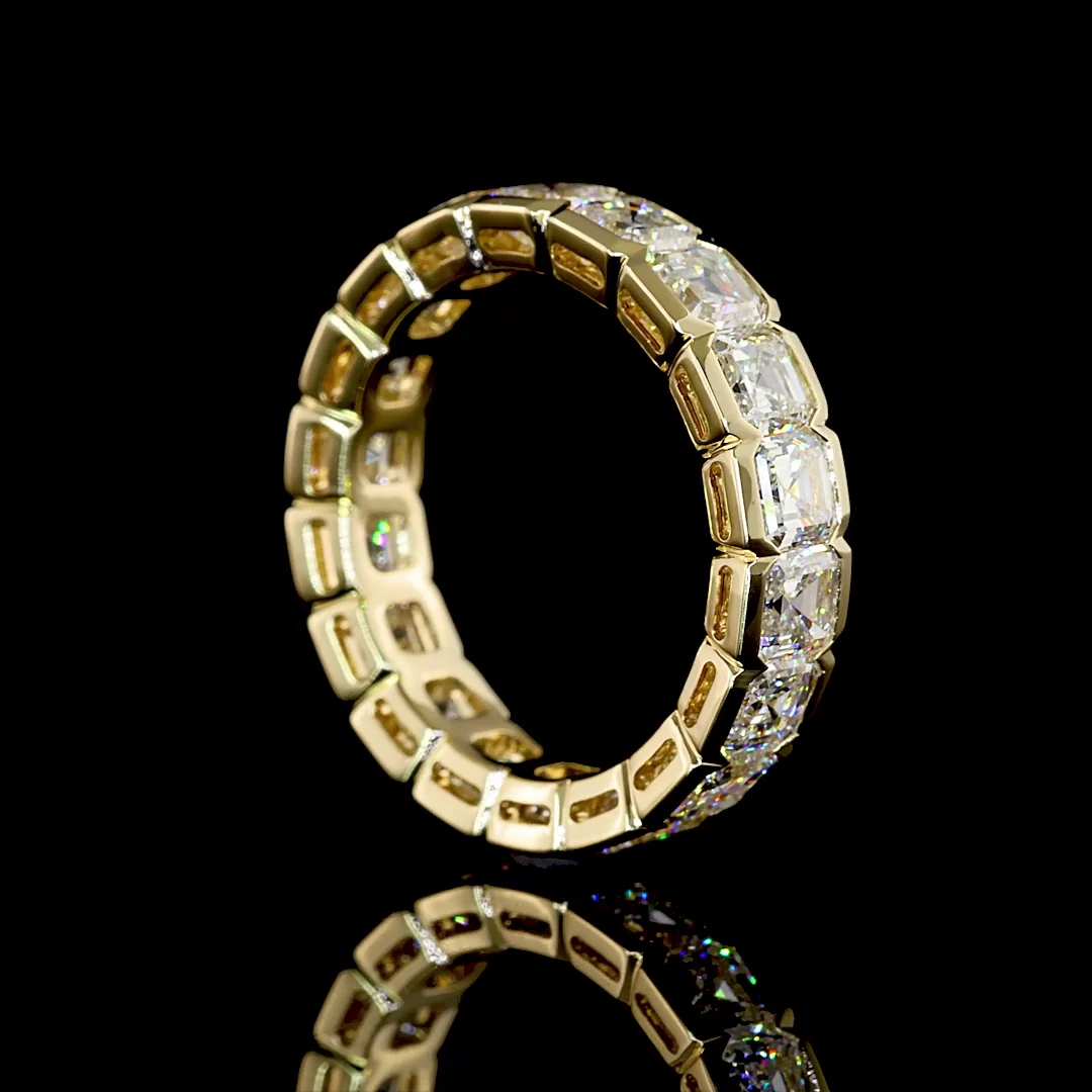 5.05 Cts 14k Yellow Gold Asscher Shape Eternity Band Eternity Band - Image 2