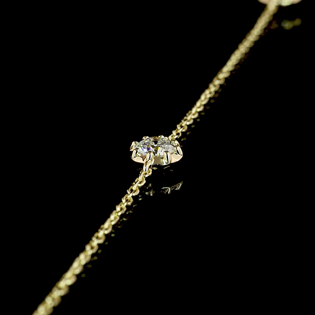 1.76 Cts 14k Yellow Gold Round Shape Station Necklace - Image 2