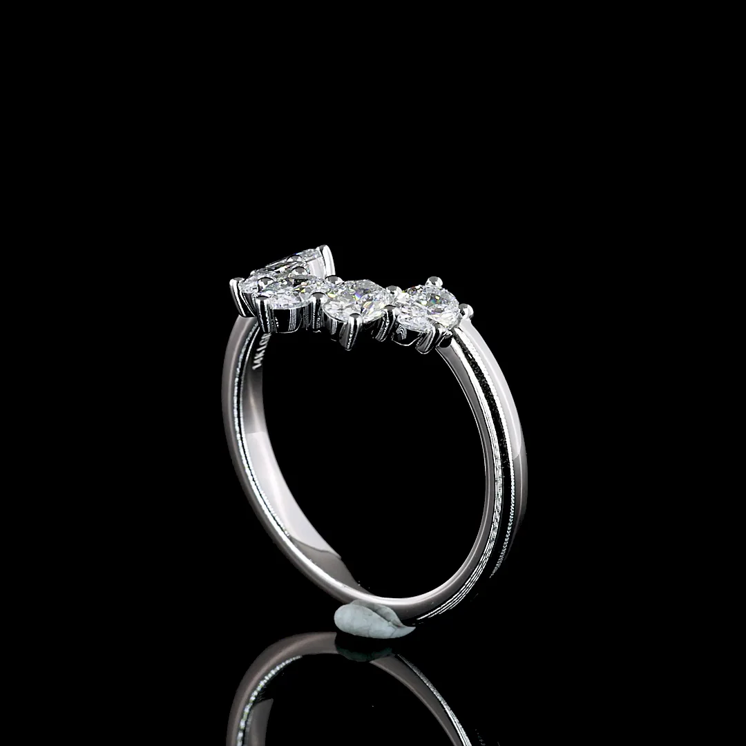 0.68 Cts 14k White Gold Oval Shape 5 Stones Eternity Band - Image 2