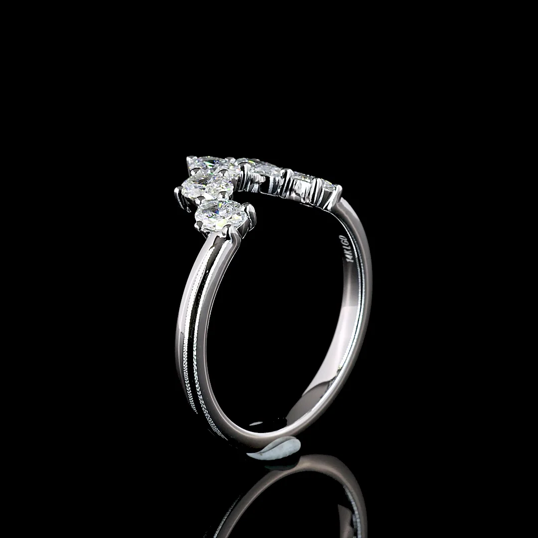 0.68 Cts 14k White Gold Oval Shape 5 Stones Eternity Band - Image 4