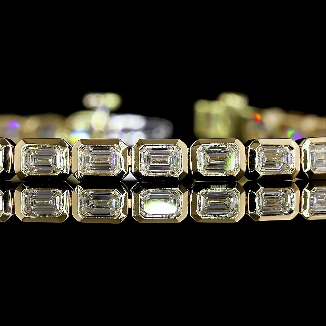 3.86 Cts 14k Yellow Gold Emerald Shape Tennis Bracelet - Image 2