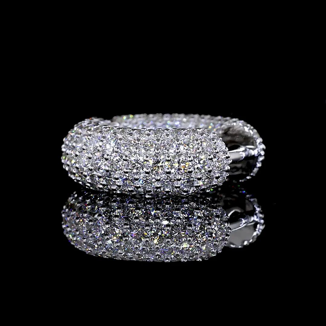 3.05 Cts 14k White Gold Round Shape Huggies Earring - Image 4