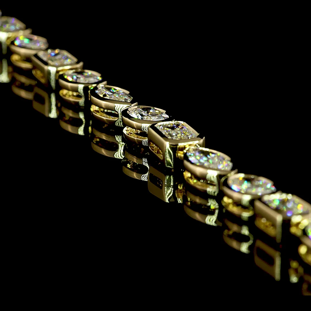 18.25 Cts 14k Yellow Gold Mix Shape Tennis Necklace - Image 2