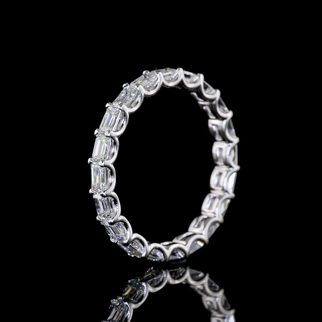 1.84 Cts 14k White Gold Emerald Shape Eternity Band Eternity Band - Image 4