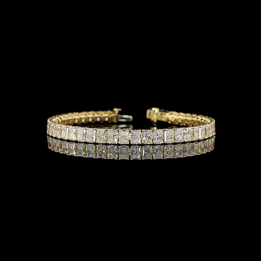 16.89 Cts 14k Yellow Gold Radiant Shape Tennis Bracelet - Video