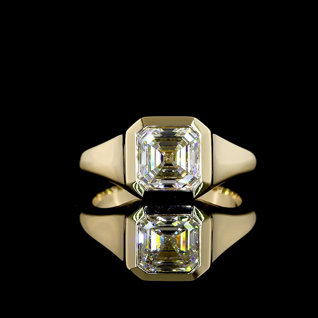 2.03 Cts 14k Yellow Gold Square Emerald Shape Solitaire Ring - Video