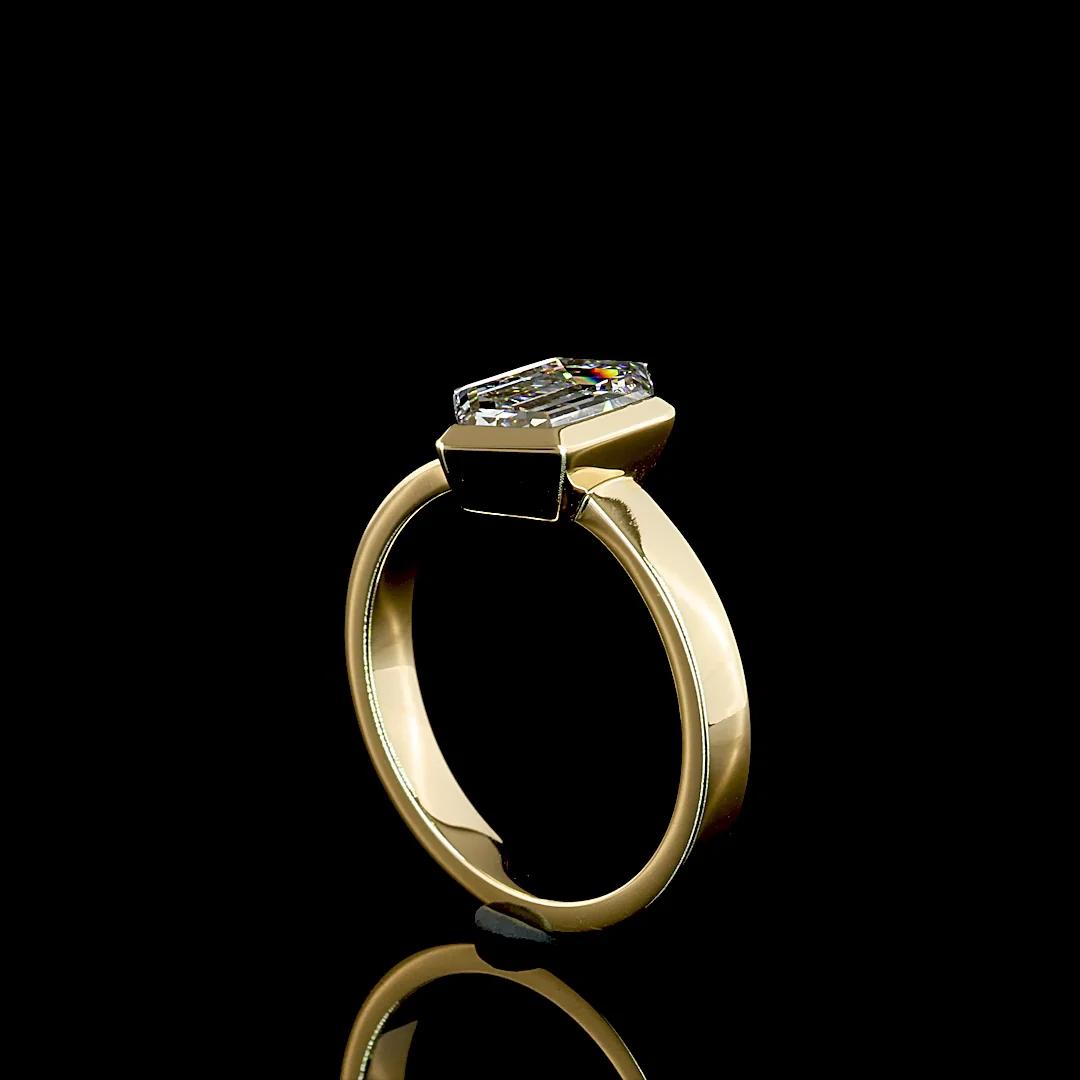 2.12 Cts 14k Yellow Gold Step Marquise Shape Solitaire Ring - Image 2