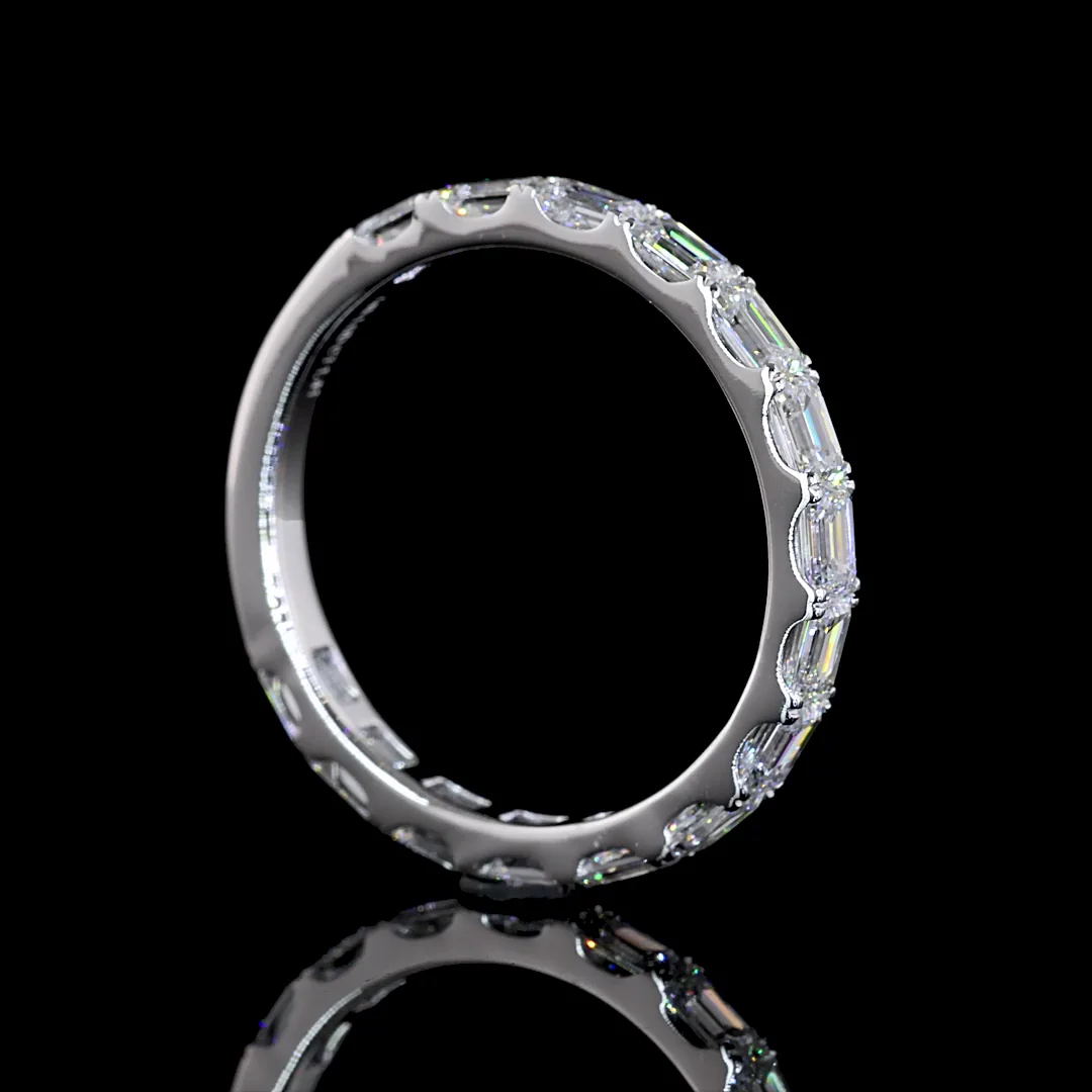 1.4 Cts 14k White Gold Emerald Shape 3/4 Band Eternity Band - Image 2