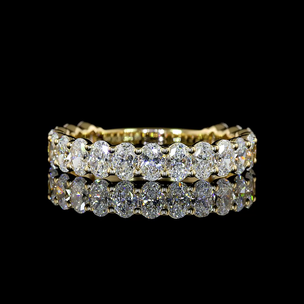 1.9 Cts 14k Yellow Gold Oval Shape 3/4 Band Eternity Band - Video